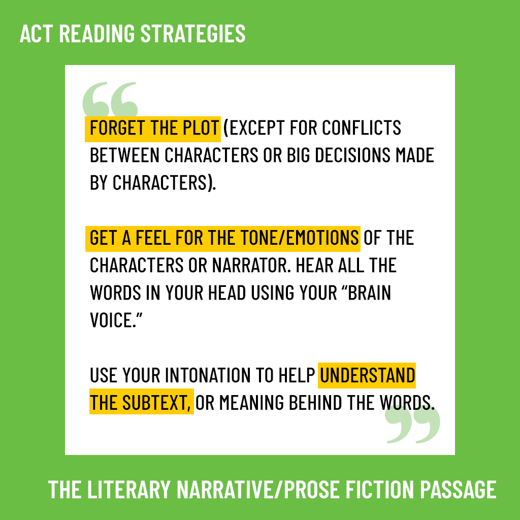 About The ACT Reading Passages Literary Narrative Prose Fiction The 