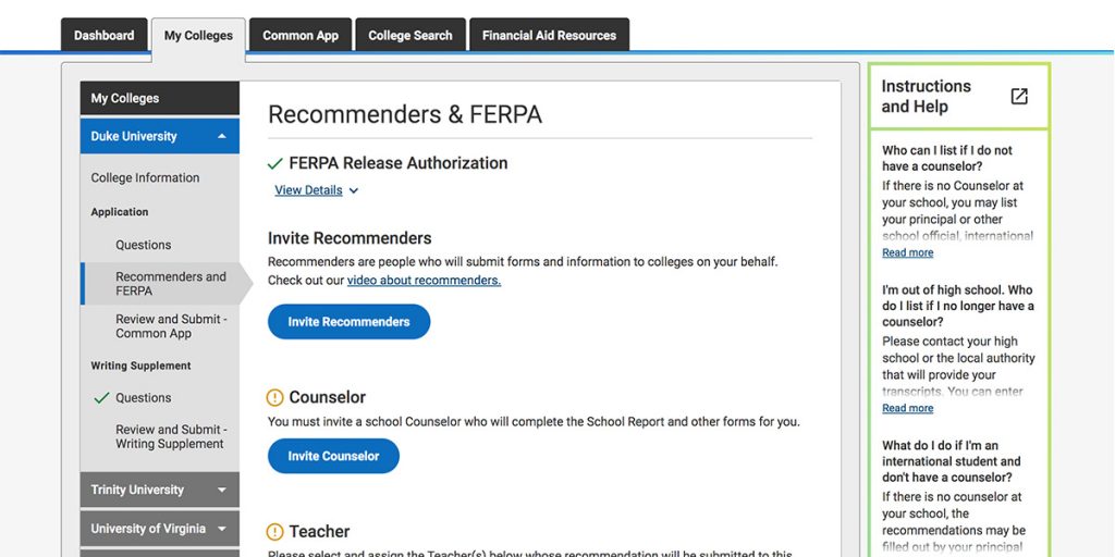 common app recommenders